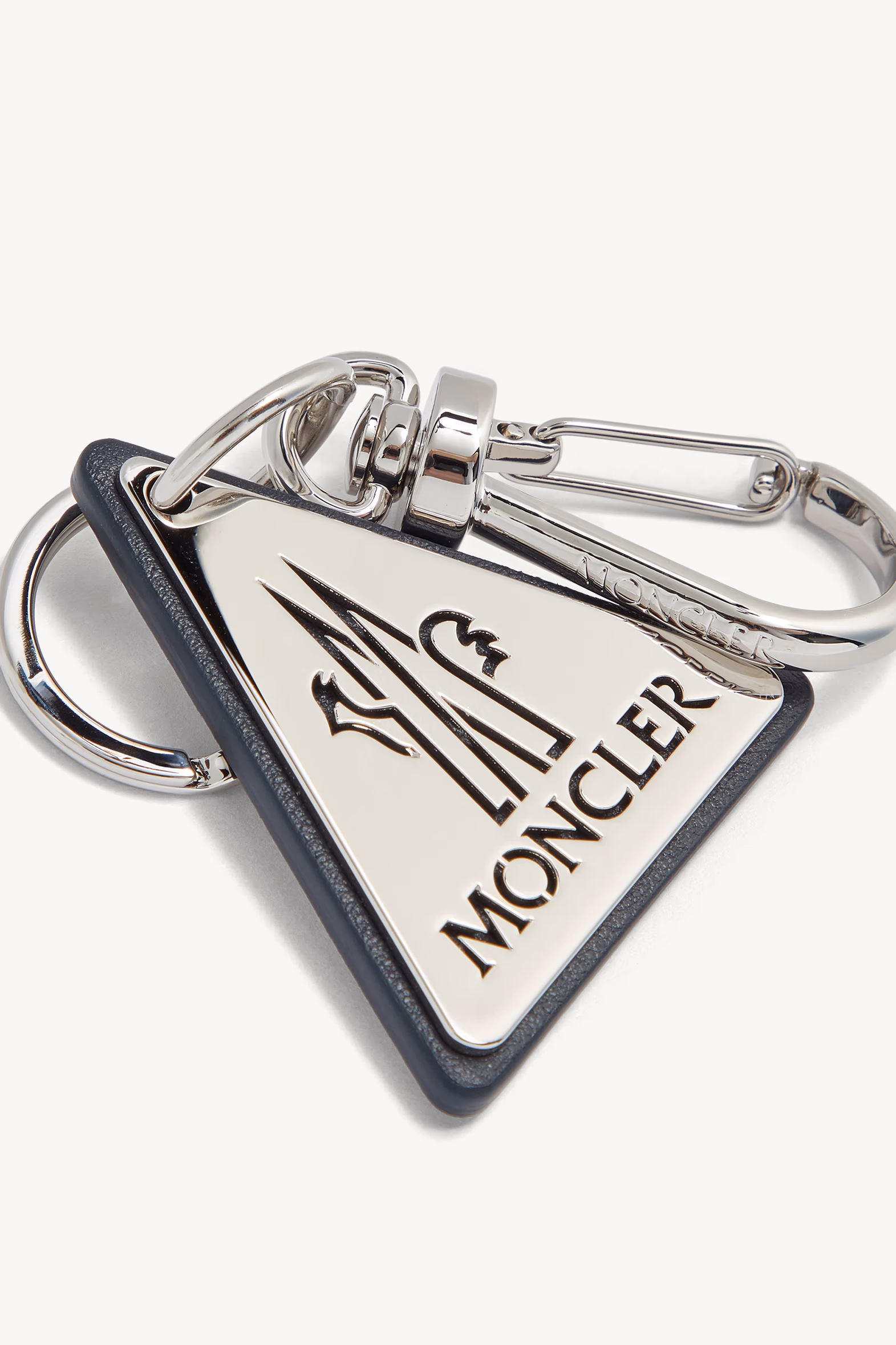 Porte-clés à logo en cuir Mixte Argenté Moncler 3